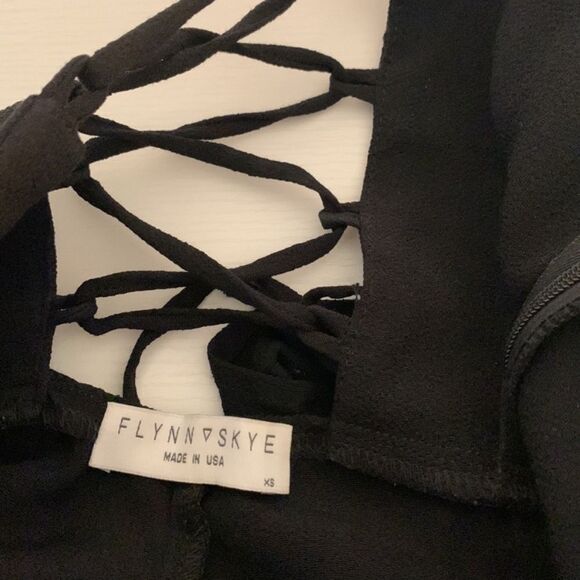 Flynn Skye XS Ariel Flare Wide Leg Crepe Jumpsuit in Black - Picture 7 of 7